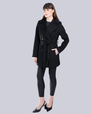 black cashmere jacket with gold buttons BNC-52