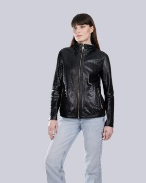 Phyton Black Leather Jacket BNC-11